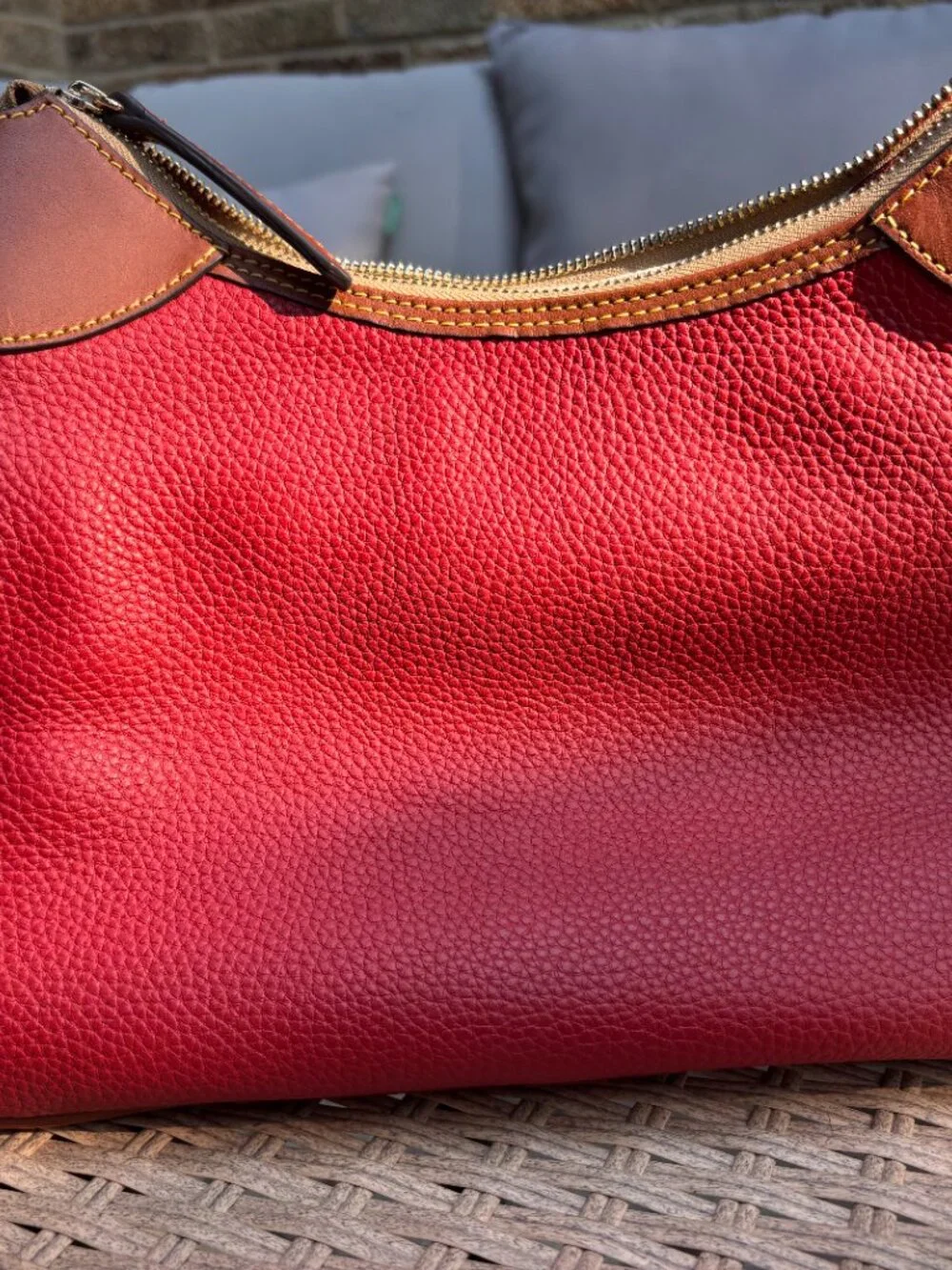 DOONEY & BOURKE Red Pebble Grain Leather Hobo Shoulder Bag